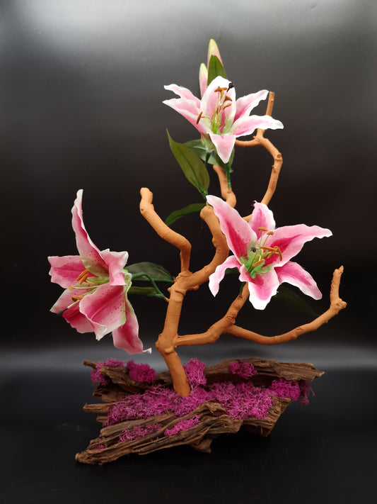 Lily Blossom Driftwood Bonsai